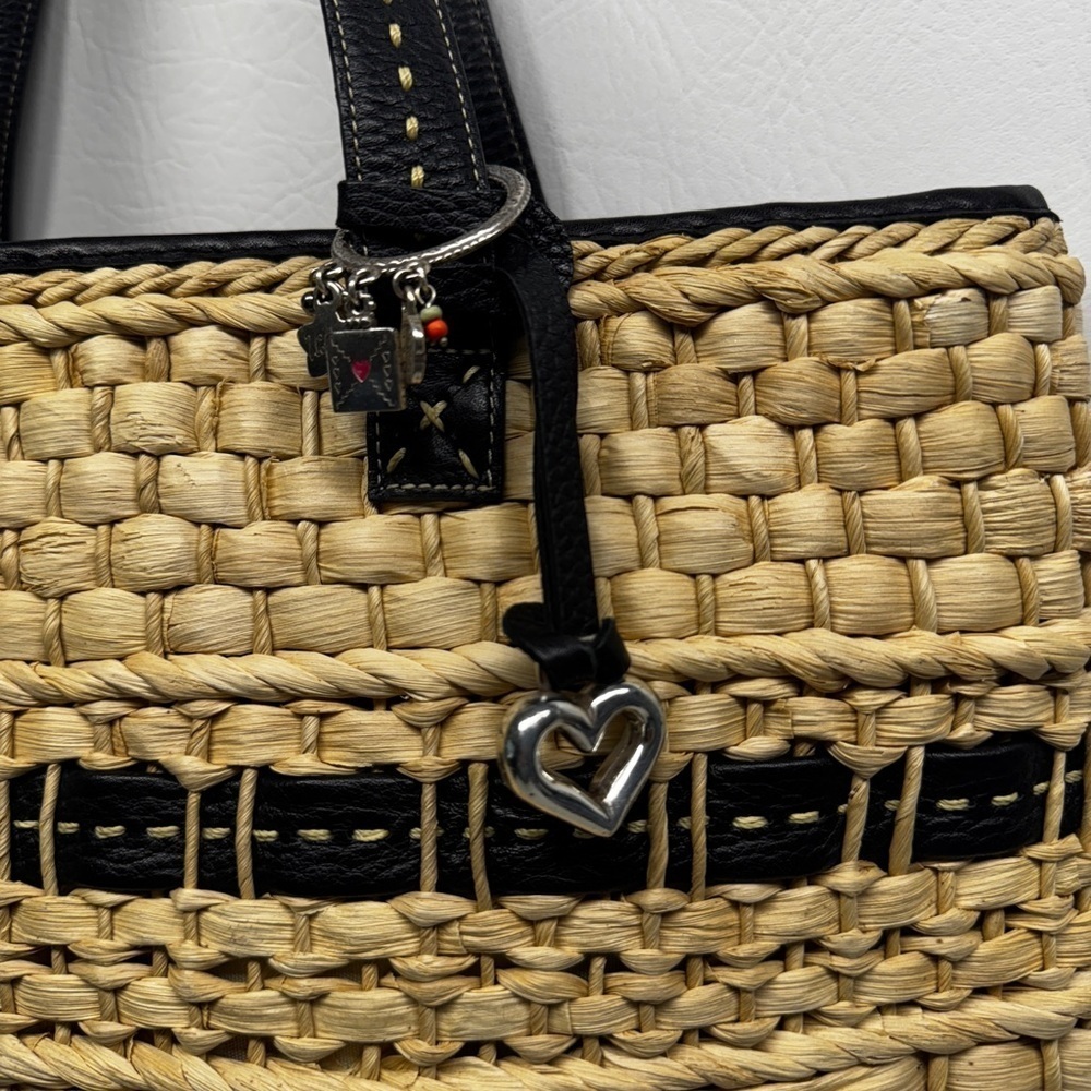 Brighton women’s straw handbag with charms, leather trim - Picture 2 of 11